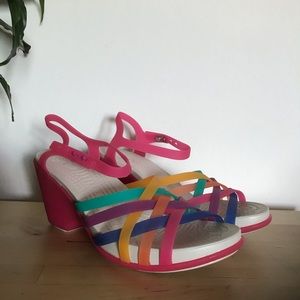 Crocs Huarache Rainbow Wedge Sandal